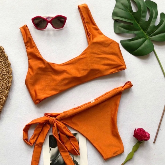 Orange two way swimsuit - Picture 6 of 9